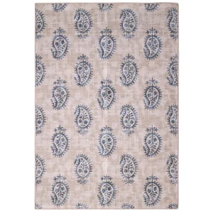 Hug Rug Eco-Washable Woodblock Paisley Blue