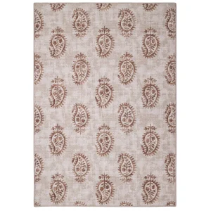 Hug Rug Eco-Washable Woodblock Paisley Rust